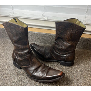 Muro Boots Brown Leather Western Cowboy Boots Men's MX 29.5 US 11.-11.5 Snip Toe